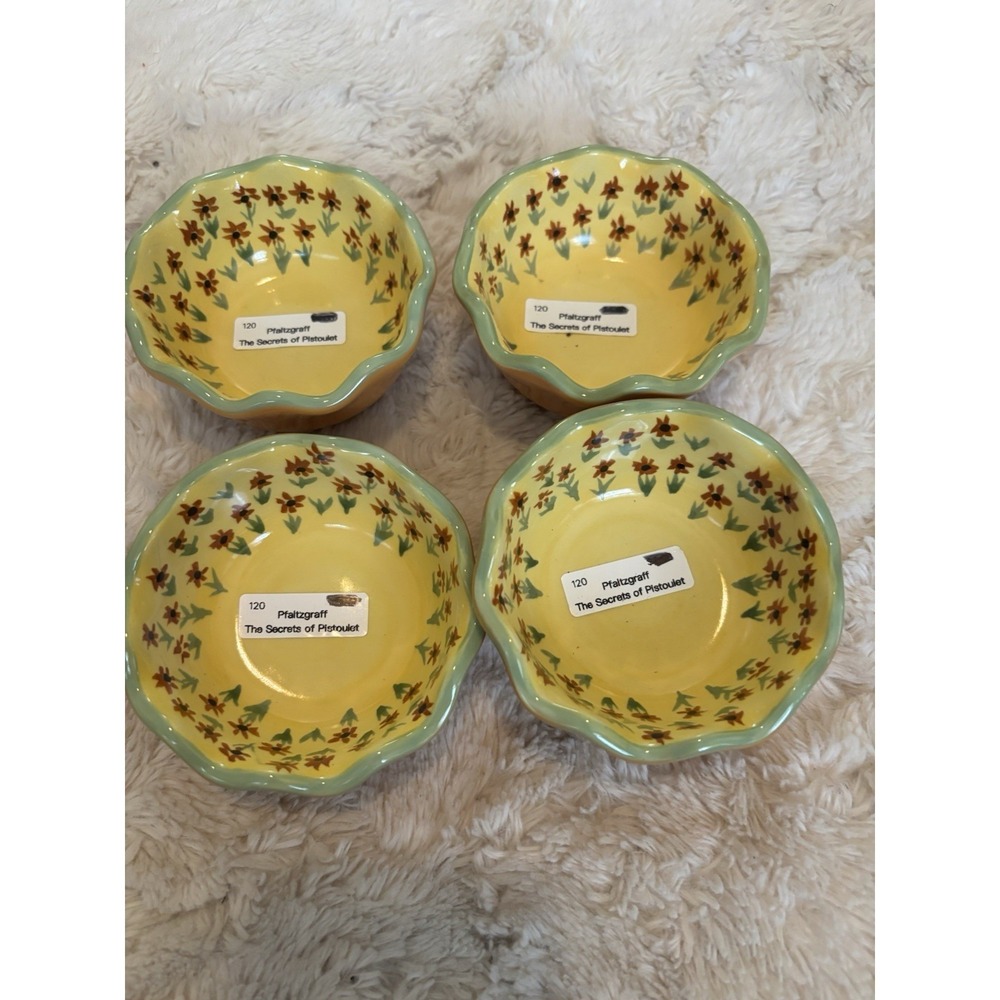 Pfaltzgraff  Secrets of Pistoulet Scalloped Rim Side Dishes 4" Set Of 4 NEW NWT